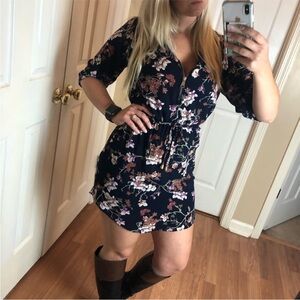 J for Justify Mini Dress Dark Navy Blue Floral size medium